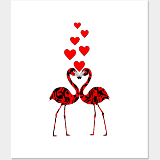 In Love Flamingos Posters and Art